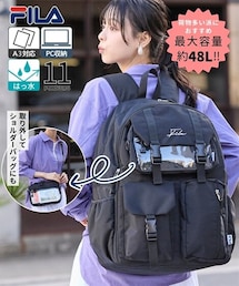 FILA　ショルダーバッグ付拡張型11ポケットはっ水ドデカリュックサック（Ａ３対応）（PC収納）（約４８Ｌ）