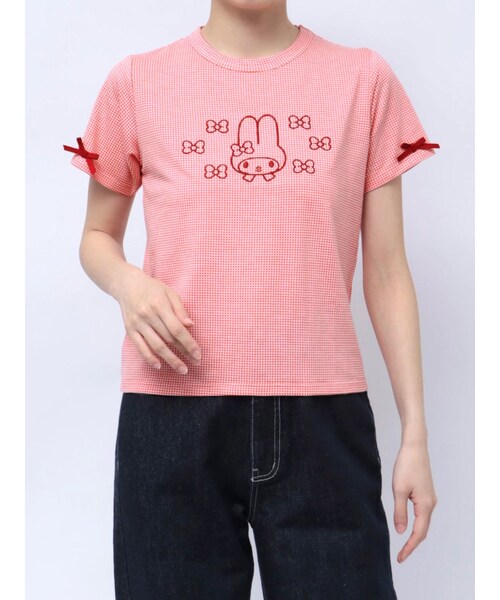 merry jenny（メリージェニー）の「【メロクロコラボ】My MelodyミニギンガムTee（Tシャツ/カットソー・レディース・レッド/ピンク/ブルー・F）」の6枚目の写真