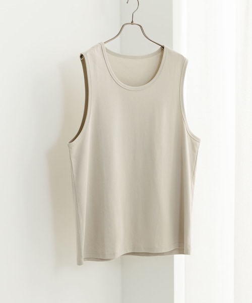 SENSE OF PLACE by URBAN RESEARCH（センスオブプレイスバイアーバンリサーチ）の「コットンスムースタンクトップ（タンクトップ・メンズ・BLACK/WHITE/BEIGE・M/L）」の3枚目の写真