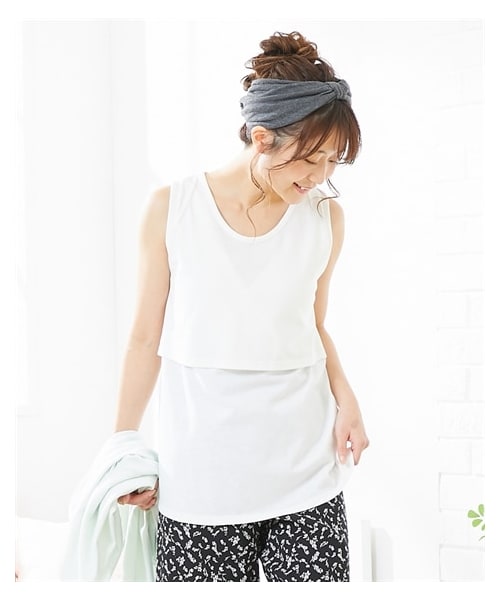 nissen（ニッセン）の「【マタニティウエア・授乳服】授乳しやすい タンクトップ（産前・産後）（マタニティウェア/グッズ・レディース・黒/【移行済】杢グレー/オフホワイト/ピンク/モカブラウン/【移行済】アイアンネイビー/【移行済】カーキ/マスタード/ブラウン/アッシュカーキ/ライトグレー/ミント/トープ/アイボリー/ブルーグレー/チャコール・マタニティM/マタニティL/マタニティLL/マタニティ3L/マタニティ4L/マタニティ5L/マタニティ6L）」の13枚目の写真