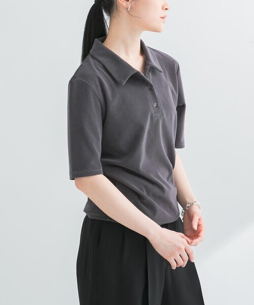 URBAN RESEARCH(アーバンリサーチ)の「パイルポロ衿カットソー(Tシャツ/カットソー・レディース・GRAY/YELLOW・FREE)」の5枚目の写真