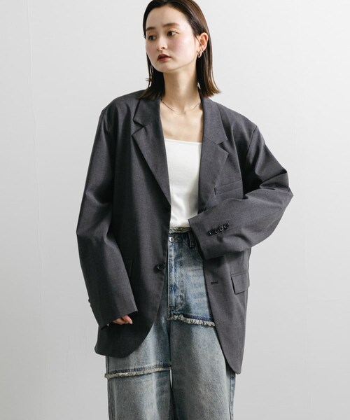 SENSE OF PLACE by URBAN RESEARCH(センスオブプレイスバイアーバンリサーチ)の「『ユニセックス』『セットアップ対応』 CARREMANテーラードジャケット(テーラードジャケット・メンズ・BLACK/CHARCOAL・M/L)」の21枚目の写真