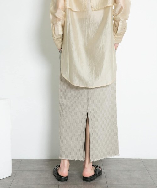 KBF（ケイビーエフ）の「チェッカーパターンデニムスカート（デニムスカート・レディース・BLUE/GRAY/BLACK・one）」の22枚目の写真