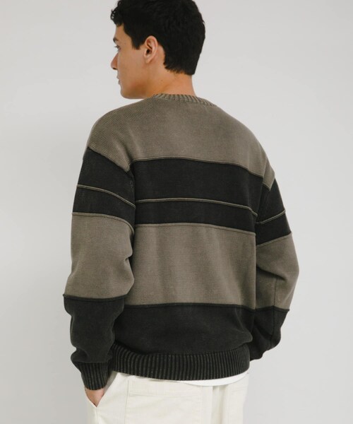 URBAN RESEARCH Sonny Label（アーバンリサーチサニーレーベル）の「ピグメントパネルボーダーニット（ニット/セーター・メンズ・ブラック/ネイビー・M/L）」の7枚目の写真