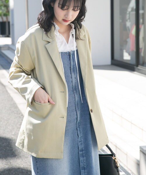 ITEMS URBANRESEARCH(アイテムズ アーバンリサーチ)の「ルーズテーラード強撚ジャケット(テーラードジャケット・レディース・KHK/Y.BEG/CHA・Free)」の18枚目の写真