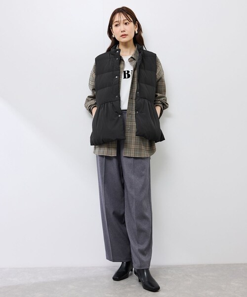 ROPE' PICNIC（ロペピクニック）の「【GREEN DOWN/グリーンダウン】ペプラムダウンベスト（ダウンベスト・レディース・ブラック/オフホワイト・F）」の10枚目の写真