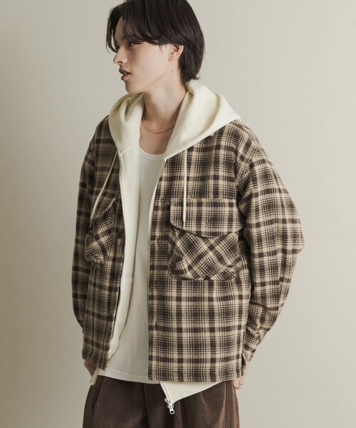 SENSE OF PLACE by URBAN RESEARCH(センスオブプレイスバイアーバンリサーチ)の「ヘビーネルチェックシャツジャケット(テーラードジャケット・メンズ・NVY×ORG/BRN×BEG・M/L)」の20枚目の写真