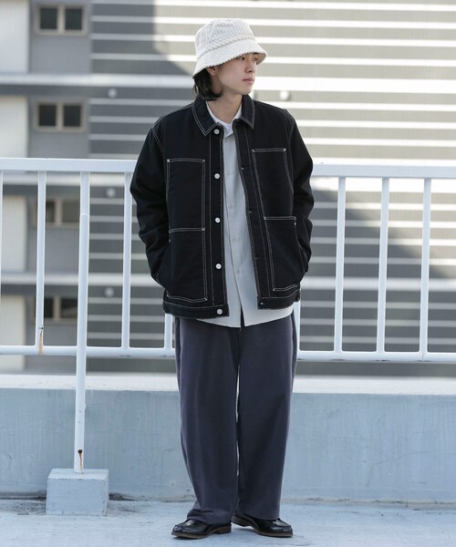 SENSE OF PLACE by URBAN RESEARCH（センスオブプレイスバイアーバンリサーチ）の「carhartt DOUBLE FRONT JACKET（カバーオール・メンズ・BEIGE/BLACK・M/L）」の6枚目の写真