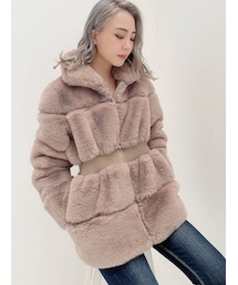 GYDA | ウエストギャザー エコファーコート(その他アウター)