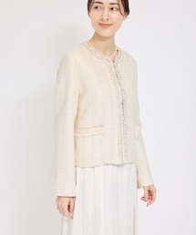 ミックスツイードノーカラージャケット