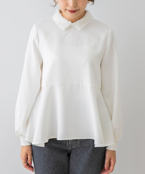 URBAN RESEARCH ROSSO（アーバンリサーチロッソ）の「F by ROSSO　レースカラーペプラムブラウス（シャツ/ブラウス・レディース・OFF WHITE/BLACK・Free）」の13枚目の写真