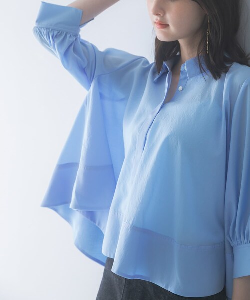URBAN RESEARCH ROSSO（アーバンリサーチロッソ）の「ウォッシャブルブライトローンシャツブラウス（シャツ/ブラウス・レディース・OFF WHITE/BLACK/SAX・Free）」の4枚目の写真