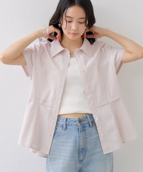 VIS(ビス)の「ペプラム切替キャップスリーブシャツ(シャツ/ブラウス・レディース・ネイビー/サックス/ピンク・F)」の15枚目の写真