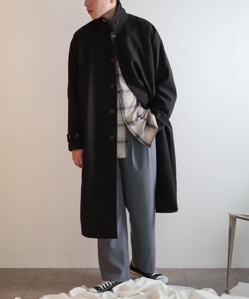 SENSE OF PLACE by URBAN RESEARCH（センスオブプレイスバイアーバンリサーチ）の「『ユニセックス』バルマカーンルーズコート（ステンカラーコート・メンズ・BLACK/BROWN/BLUE・M/L）」の13枚目の写真