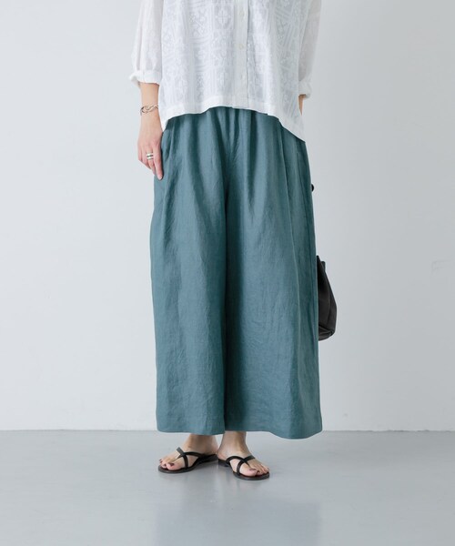 かぐれ（カグレ）の「カラーリネンクロップドパンツ（その他パンツ・レディース・BLACK/BEIGE/BLUE/RED・Free）」の3枚目の写真