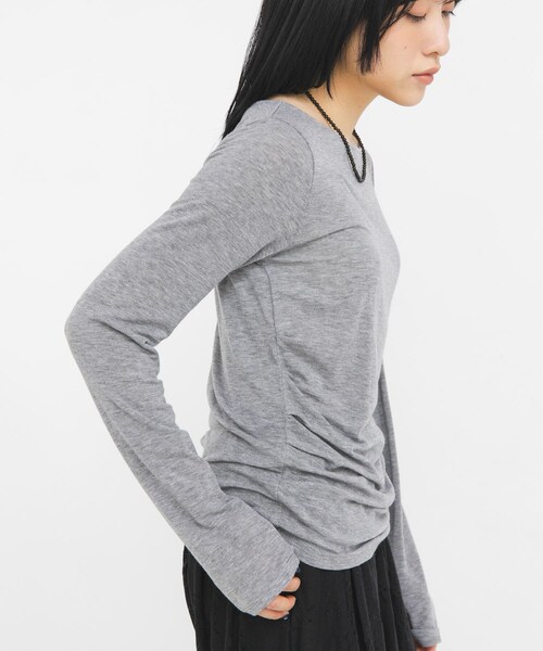 KBF（ケイビーエフ）の「タックドレープロンTEE（Tシャツ/カットソー・レディース・IVORY/PINK/BROWN/TOP GRAY・One）」の15枚目の写真