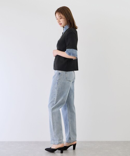 Jayro(ジャイロ)の「デニムドッキング半袖カーディガン(カーディガン/ボレロ・レディース・ブラック/チャコール/ライトグレー/ベージュ/ネイビー・M)」の18枚目の写真
