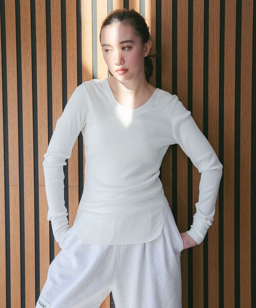 URBAN RESEARCH（アーバンリサーチ）の「『別注』HAKUJI×URBAN RESEARCH　ORGANIC COTTON LONG-SLEEVE PULLOVER（Tシャツ/カットソー・レディース・NAVY/BLACK/WHITE・Free）」の5枚目の写真