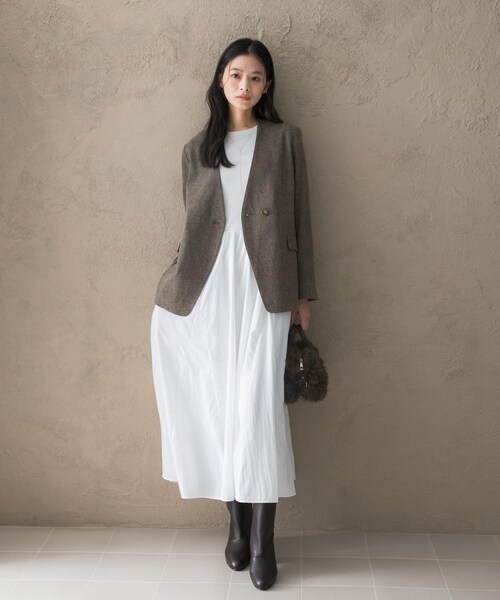URBAN RESEARCH ROSSO（アーバンリサーチロッソ）の「『一部WEB限定カラー』ニットドッキングワンピース（ワンピース・レディース・OFF×OFF/BLK×BLK/BE×BLK・Free）」の8枚目の写真