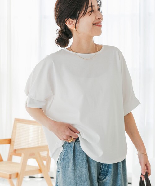 URBAN RESEARCH DOORS（アーバンリサーチドアーズ）の「『仁村紗和さん着用』『UR TECH』サマシェアタックスリーブプルオーバー（Tシャツ/カットソー・レディース・ORANGE/OFF/BLUE/BLACK・M）」の14枚目の写真