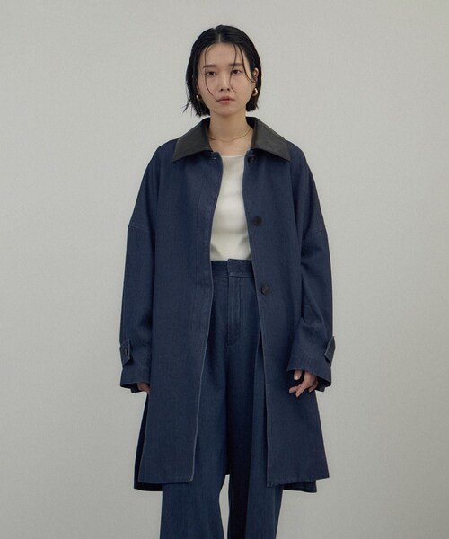 ADAM ET ROPE'(アダムエロペ)の「デニムテントシルエットステンカラーコート(ステンカラーコート・レディース・ネイビー系・F)」の8枚目の写真