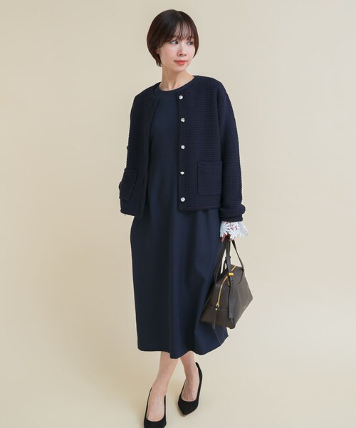 URBAN RESEARCH ROSSO（アーバンリサーチロッソ）の「『WEB/一部店舗限定』ツイードノーカラーニットジャケット（ノーカラージャケット・レディース・OFF/NAVY・Free）」の21枚目の写真