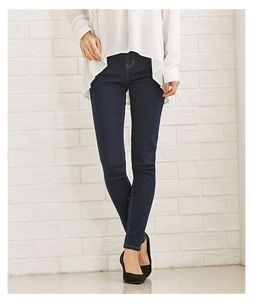 nissen（ニッセン）の「あったか裏起毛　スキニーデニムパンツ（選べる２レングス）（デニムパンツ・レディース・(旧)ネイビー系/(旧)黒系/(旧)ウォッシュブルー系/ネイビー系/黒系/ウォッシュブルー系・S/M/L/LL）」の9枚目の写真