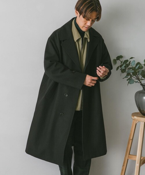 URBAN RESEARCH DOORS(アーバンリサーチドアーズ)の「JAPAN FABRICオーバーチェスターコート(チェスターコート・メンズ・GREEN/GREIGE/BROWN/D.NAVY/BLACK・M/L/XL)」の12枚目の写真