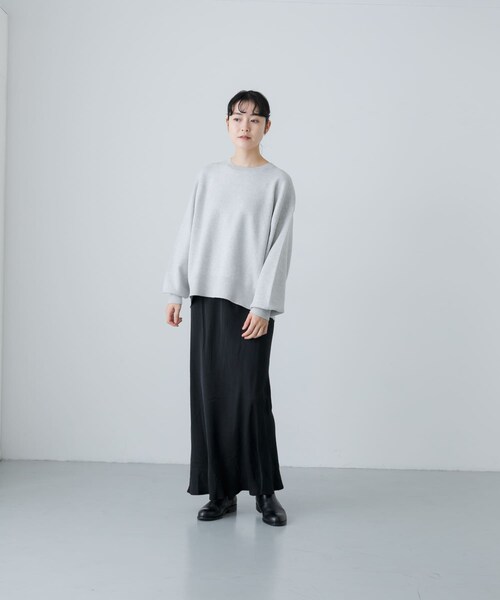 かぐれ（カグレ）の「『ユニセックス』コットンカシミヤスムースニットプルオーバー（ニット/セーター・レディース・GRAY/OATMEAL・1/2）」の9枚目の写真