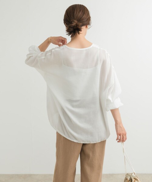 URBAN RESEARCH DOORS（アーバンリサーチドアーズ）の「リネンブレンドドロストチュニック（チュニック・レディース・OFF/NATURAL/INK BLK・M）」の8枚目の写真