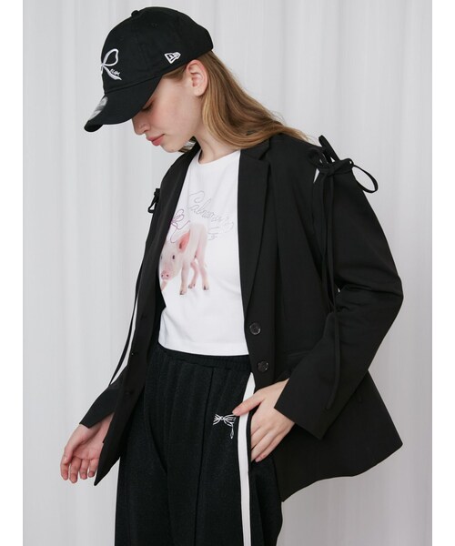 CALNAMUR（カルナムール）の「2WAY RIBBON JK/2WAYリボンジャケット（テーラードジャケット・レディース・グレー/ブラック・F）」の4枚目の写真