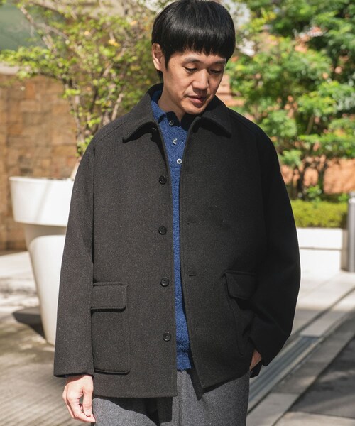 URBAN RESEARCH DOORS（アーバンリサーチドアーズ）の「ニットメルトン パデット ショートコート（テーラードジャケット・メンズ・BROWN/BLACK・M/L）」の5枚目の写真