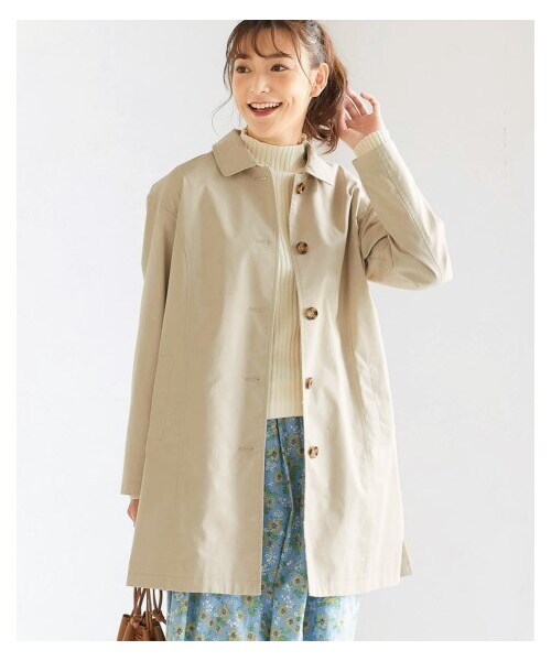 nissen（ニッセン）の「大きいサイズ 綿混ふわっと柔らかゆるシルエットステンカラーコート（ステンカラーコート・レディース・キャメルベージュ/グレイッシュブルー/エクリュ/ネイビー/黒/カーキ/ピンクベージュ/ラベンダー・L/LL/3L/4L/5L/6L/8L/10L）」の4枚目の写真