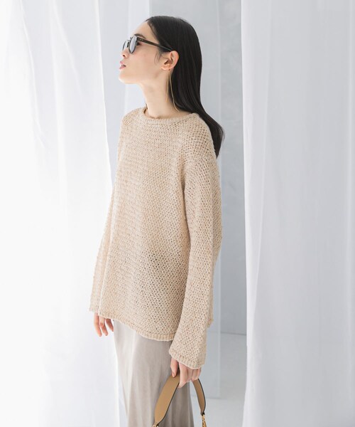 URBAN RESEARCH ROSSO（アーバンリサーチロッソ）の「透かし編みラメニット（ニット/セーター・レディース・beige/mt×turq・FREE）」の6枚目の写真