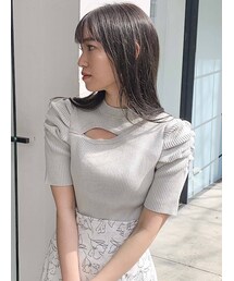 dazzlin | デコルテオープン半袖ニットトップス(Tシャツ/カットソー)