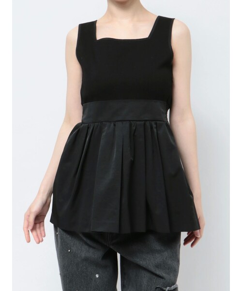 CALNAMUR（カルナムール）の「BACK RIBBON PEPLUM TOPS/バックリボンペプラムトップス（Tシャツ/カットソー・レディース・ブラック/ピンク/ベージュ・F）」の2枚目の写真
