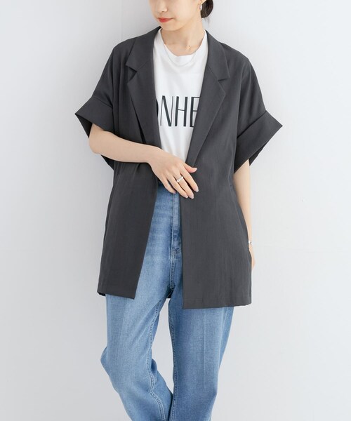 URBAN RESEARCH（アーバンリサーチ）の「ハーフスリーブジャケット（テーラードジャケット・レディース・CHARCOAL/IVORY・FREE）」の22枚目の写真