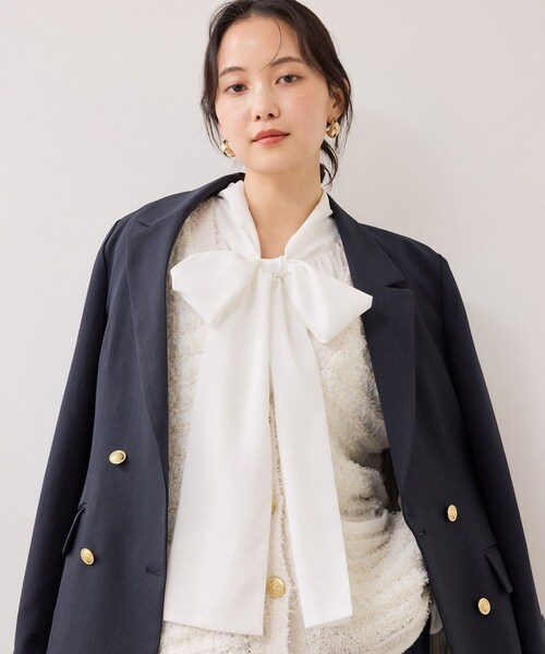 VIS(ビス)の「ツイードニットベスト/イージーケア(ベスト・レディース・キナリ系/ネイビー系・F)」の15枚目の写真