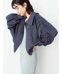 LAGUNAMOON | デニムライクショルダーギャザーブルゾン(ブルゾン)