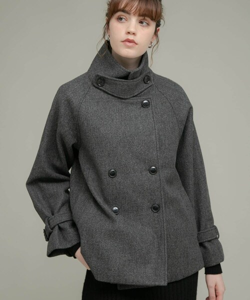 URBAN RESEARCH Sonny Label（アーバンリサーチサニーレーベル）の「メルトンジャージースタンドカラーコート（テーラードジャケット・レディース・チャコール/グレー/ベージュ・FREE）」の9枚目の写真