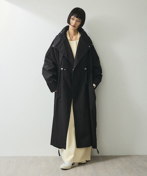 ADAM ET ROPE'(アダムエロペ)の「【WEB限定】スタンドカラーロングモッズコート(モッズコート・レディース・ブラック/オフホワイト/カーキ系・F)」の4枚目の写真