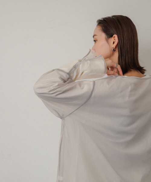 SENSE OF PLACE by URBAN RESEARCH(センスオブプレイスバイアーバンリサーチ)の「シアーチュールトップ(Tシャツ/カットソー・レディース・IVO×GRY/BEG×IVO/C.GRY×GRY/BLK×C.GRY・one)」の9枚目の写真
