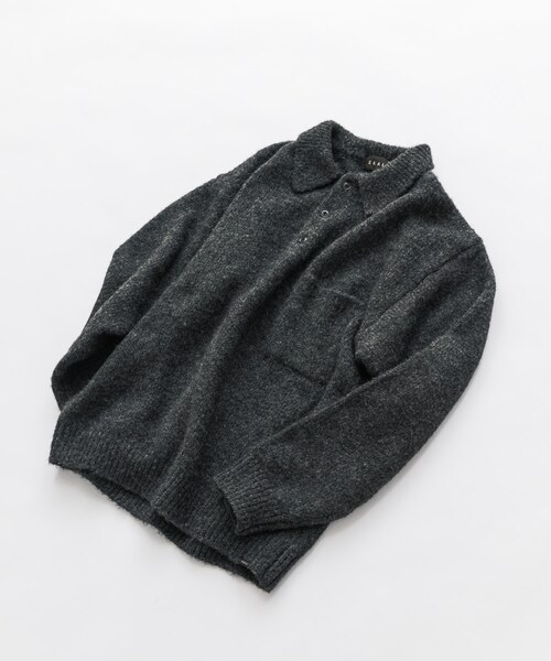 EKAL（エカル）の「シャギーニットポロプルオーバー（ニット/セーター・メンズ・グレー/ブラウン/フォーレンリーブス・M/L）」の4枚目の写真