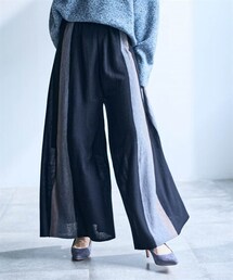 nissen | ストライプ柄ニットガウチョパンツ【OtonaSMILE】(パンツ)