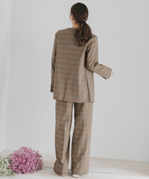 SENSE OF PLACE by URBAN RESEARCH（センスオブプレイスバイアーバンリサーチ）の「チェックノーカラージャケット（ノーカラージャケット・レディース・MOCHA/GREIGE・FREE）」の20枚目の写真