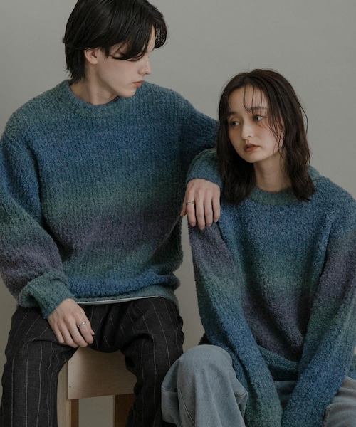 SENSE OF PLACE by URBAN RESEARCH（センスオブプレイスバイアーバンリサーチ）の「『ユニセックス』ブークレグラデーションニット（ニット/セーター・メンズ・L.GRAY/CHARCOAL/BLUE/ORANGE/YELLOW/BROWN・M/L）」の14枚目の写真