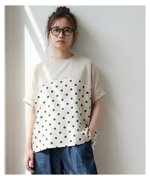 nissen（ニッセン）の「ドット切替ブラウス（シャツ/ブラウス・レディース・黒系/ベージュ系・S~M/L~LL/3L~4L）」の5枚目の写真