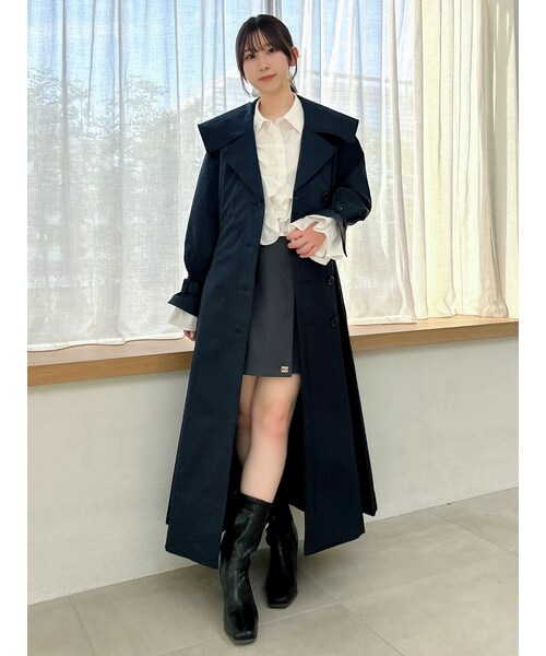 dazzlin（ダズリン）の「ビッグカラーフリルスリーブトレンチコート（トレンチコート・レディース・ピンク/ネイビー/ベージュ・F）」の3枚目の写真