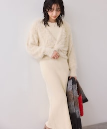 VIS | ねじりショートトップス付きロングニットワンピース/イージーケア(ワンピース)