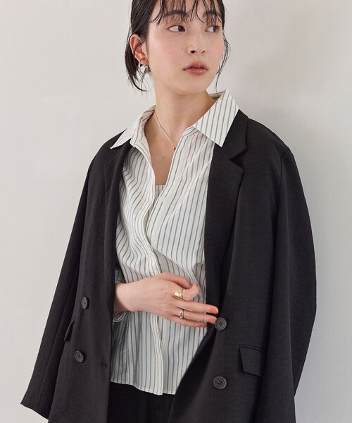 VIS（ビス）の「レイヤードストライプシャツ（シャツ/ブラウス・レディース・ホワイト/オフホワイト・F）」の18枚目の写真